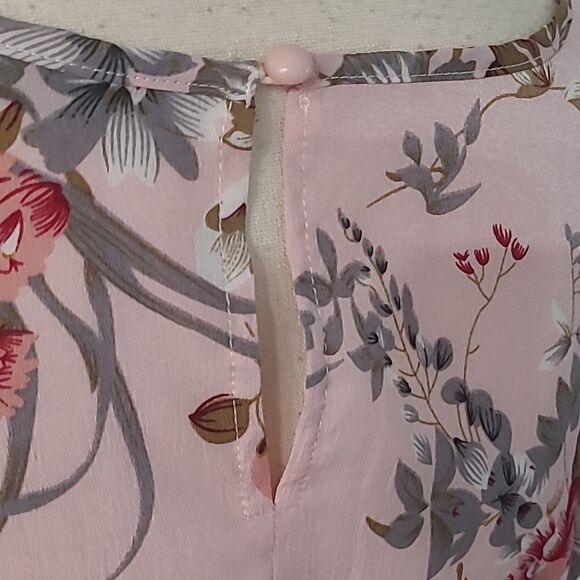 🎁3/$30🎁 Shift Dress Pink Floral w Matching Tie Waist sz L - Picture 4 of 7